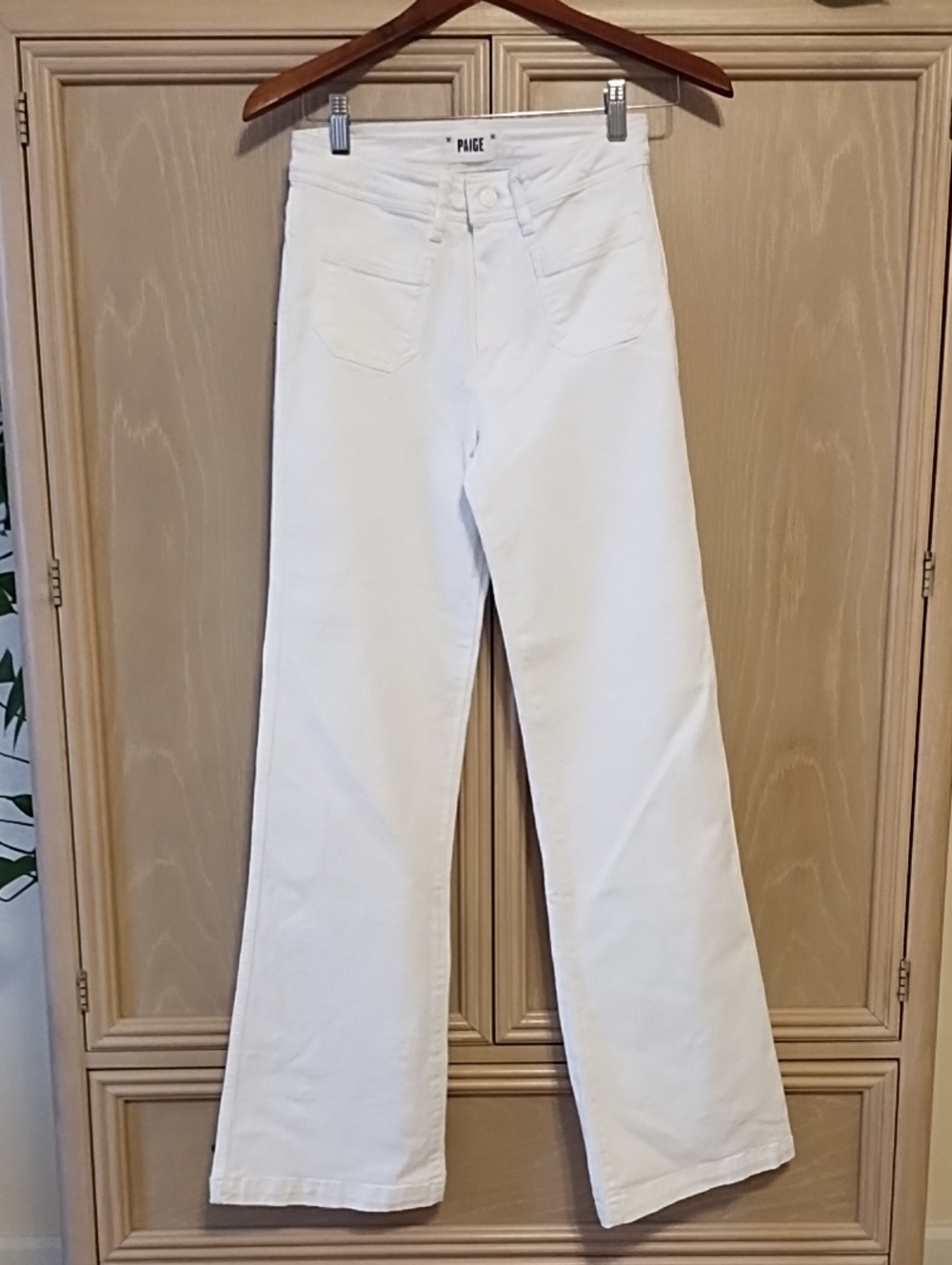 PAIGE White High-Waist Wide-Leg Jeans